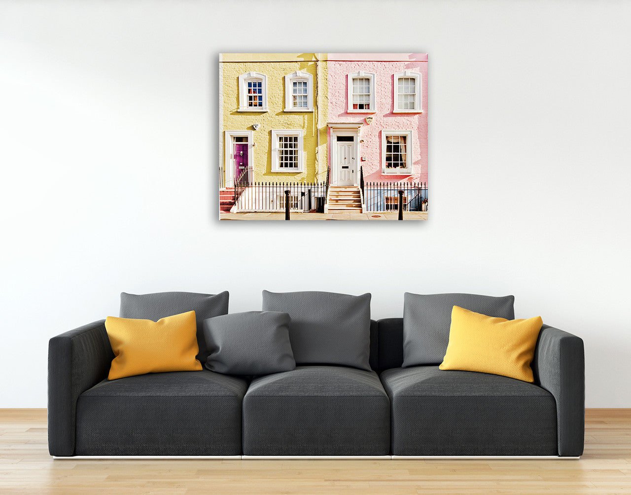 London Houses Spring Wall Art Print on the wall