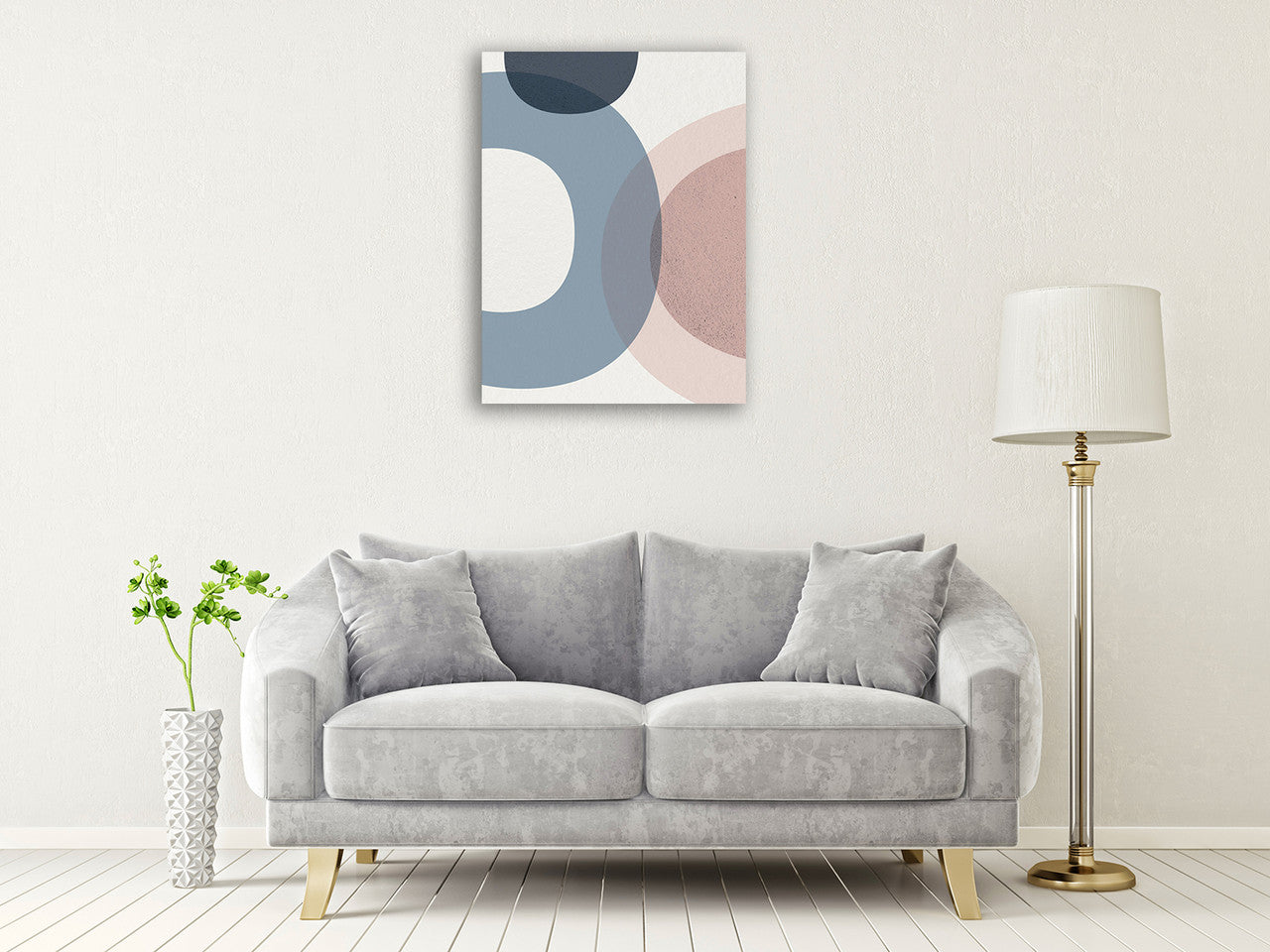 Mid Century Soft Luxe V Wall Art Print on the wall