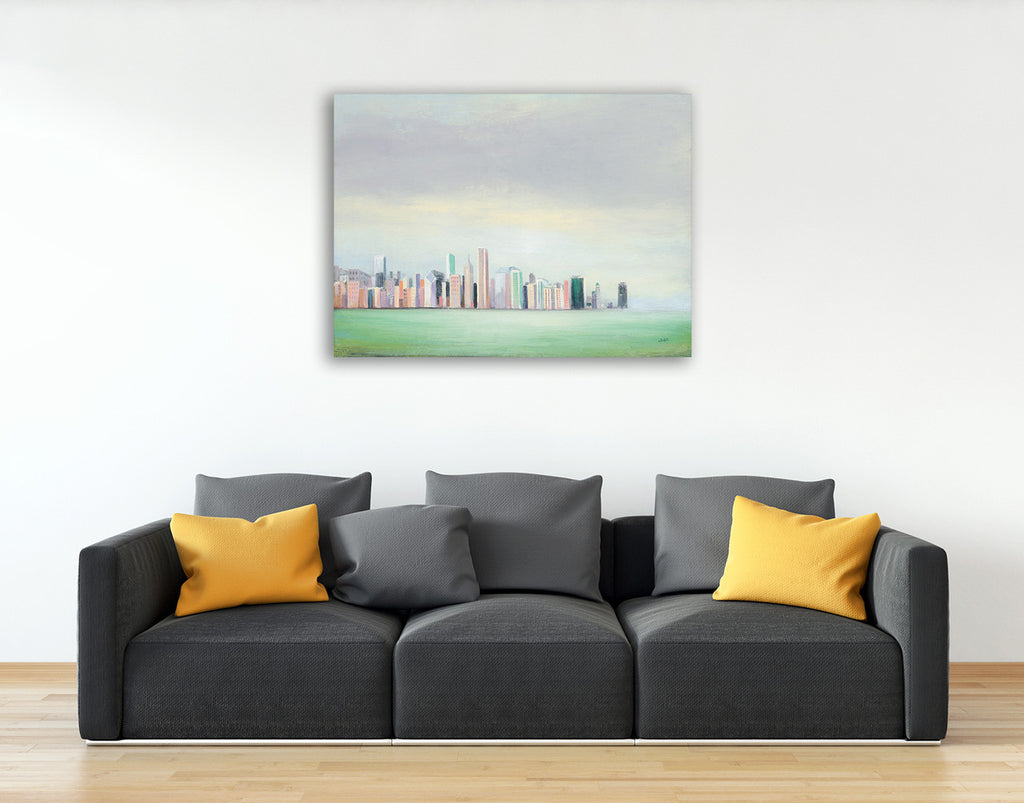 New York Skyline Wall Art Print on the wall