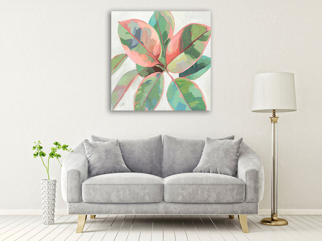 Pink Ficus II Wall Art Print on the wall