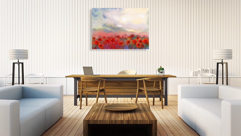 Red Poppy Flowers Wall Art Print on the wall