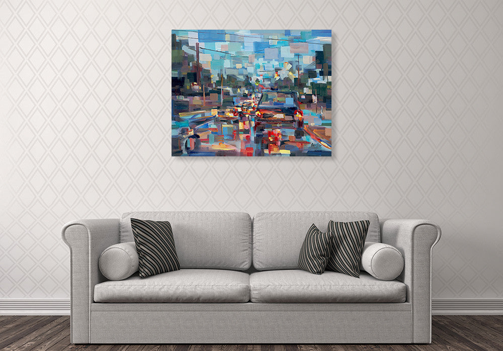 Red Traffic Wall Art Print on the wall