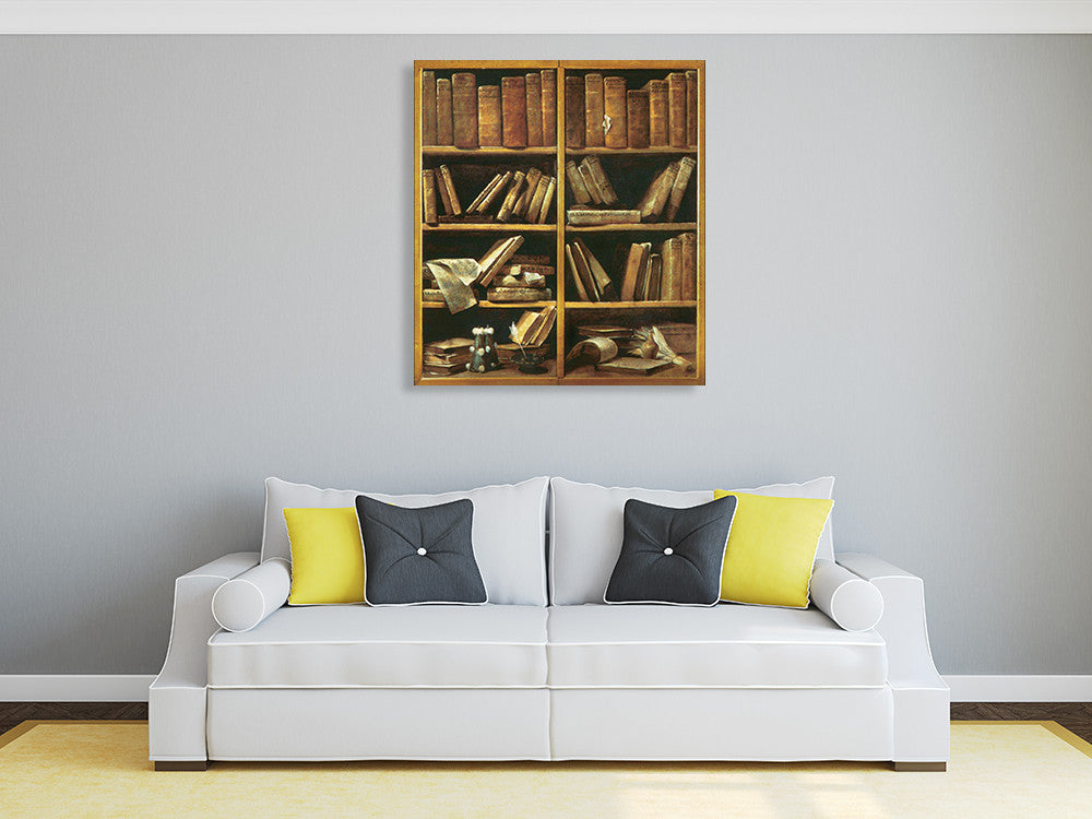 Shelves with Books Wall Art Print on the wall