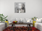 Silver Buddha Wall Art Print on the wall