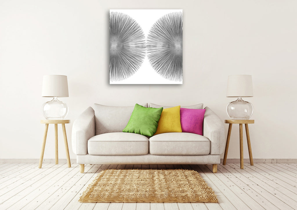 Silver Sunburst II Wall Art Print on the wall