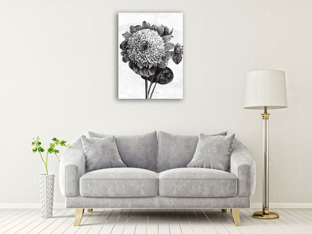 Spa Botanical II BW Wall Art Print on the wall