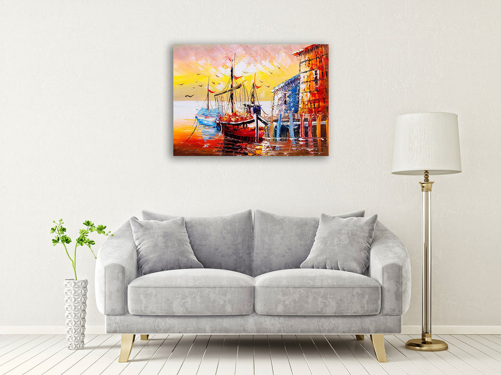 Venice Italy Boats Wall Art Print on the wall