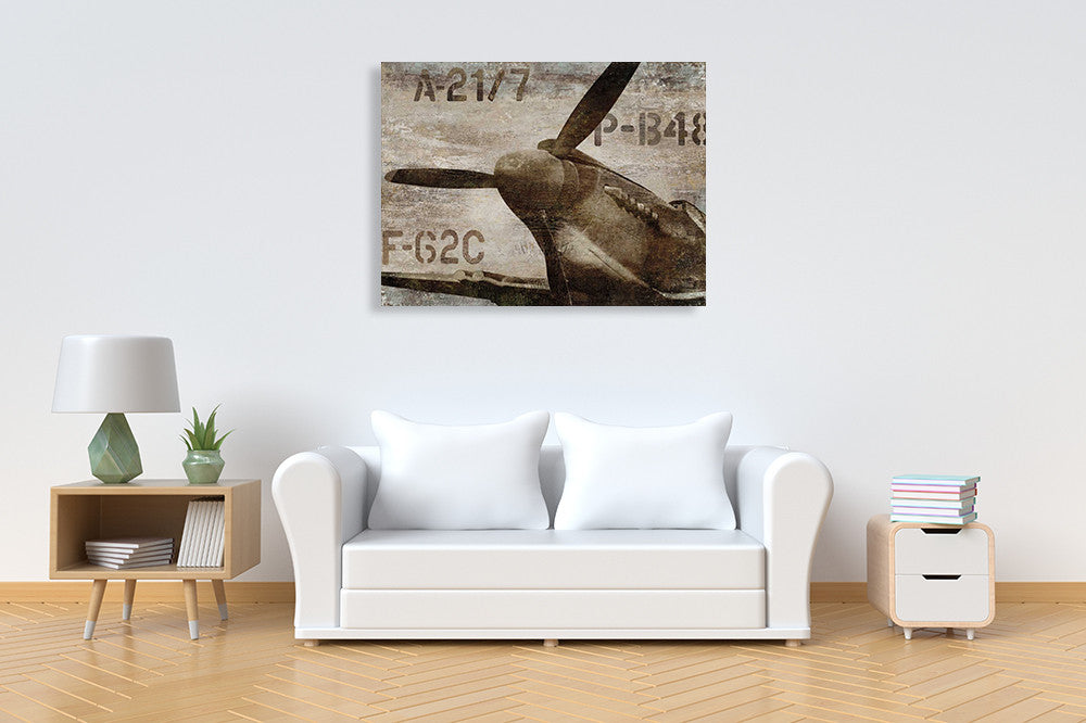 Vintage Airplane Wall Art Print on the wall