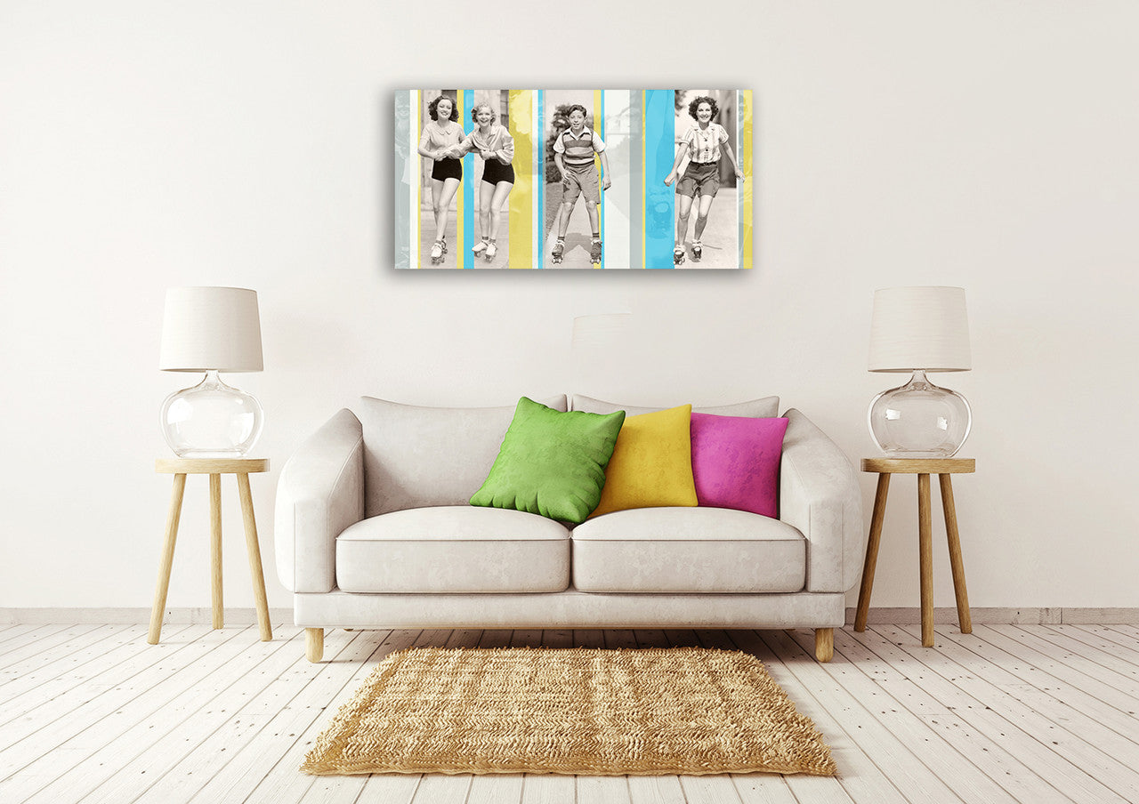 Vintage Roller Skating Wall Art Print on the wall