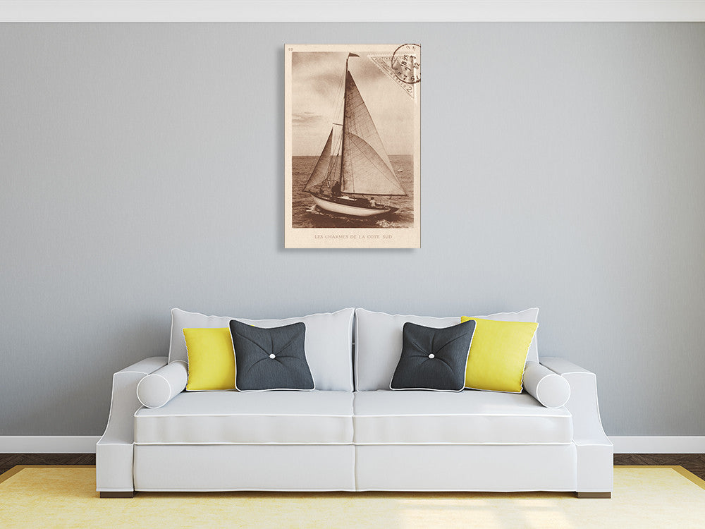 Vintage Sailing II Wall Art Print on the wall