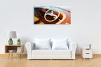 Vintage Speed Boat Wall Art Print on the wall