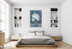 White Floral Blues II Wall Art Print on the wall