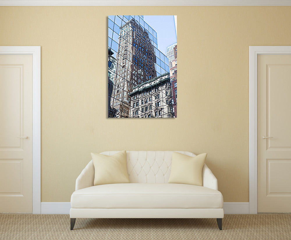 Skyscraper Reflections New York Wall Art Print on the wall