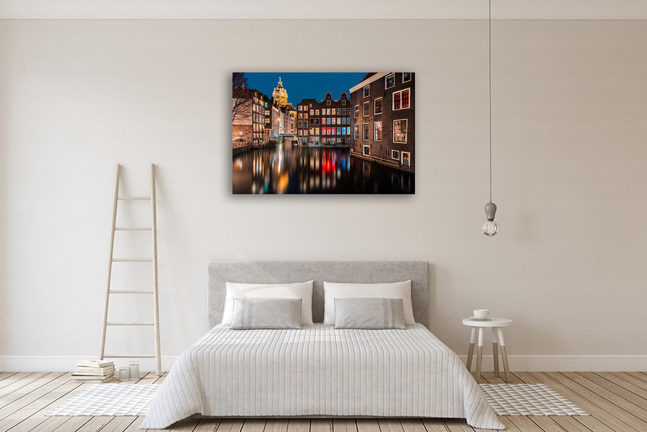 Amsterdam by Night Wall Art Print on the wall