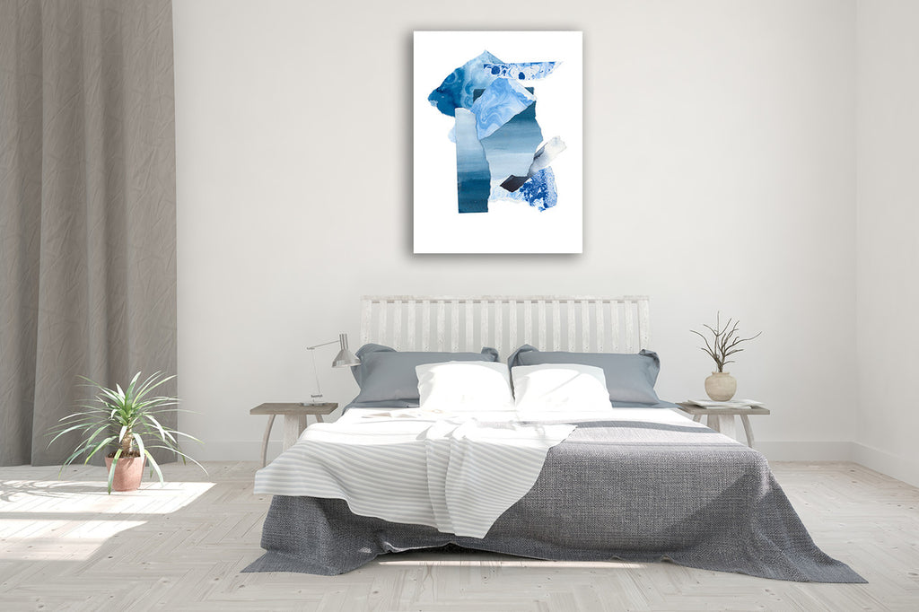 Cerulean Assemblage III Wall Art Print on the wall