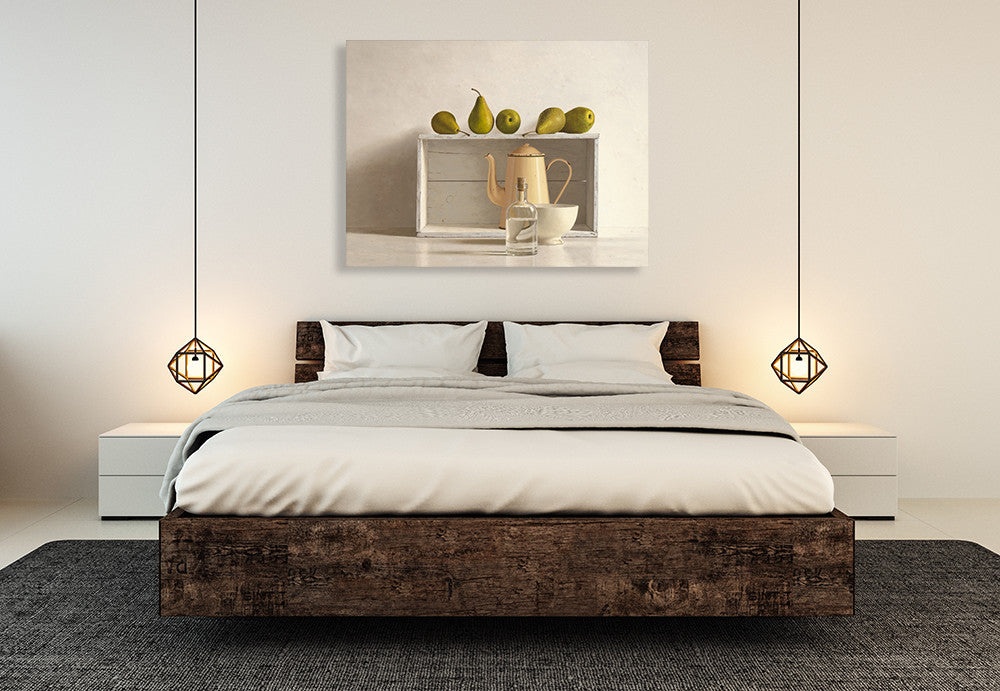 Five Pears on Box Wall Art Print on the wall