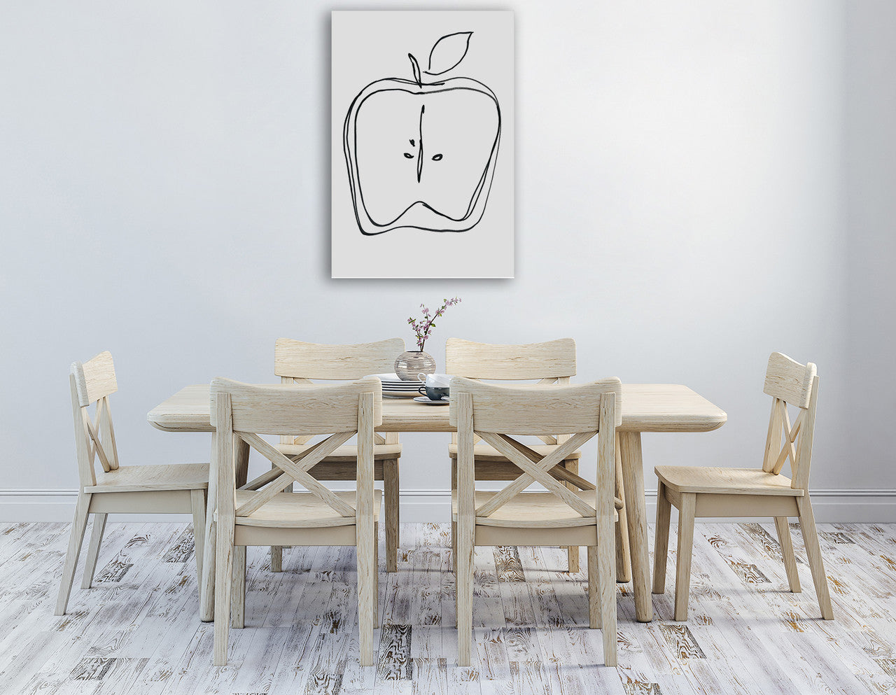 Fruit Contour Apple Wall Art Print on the wall