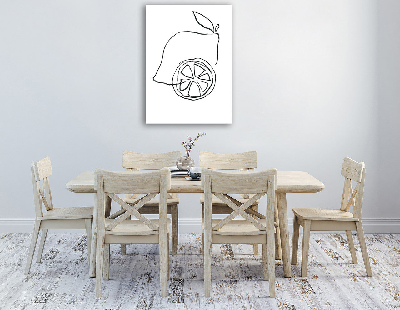 Fruit Contour Lemons Wall Art Print on the wall