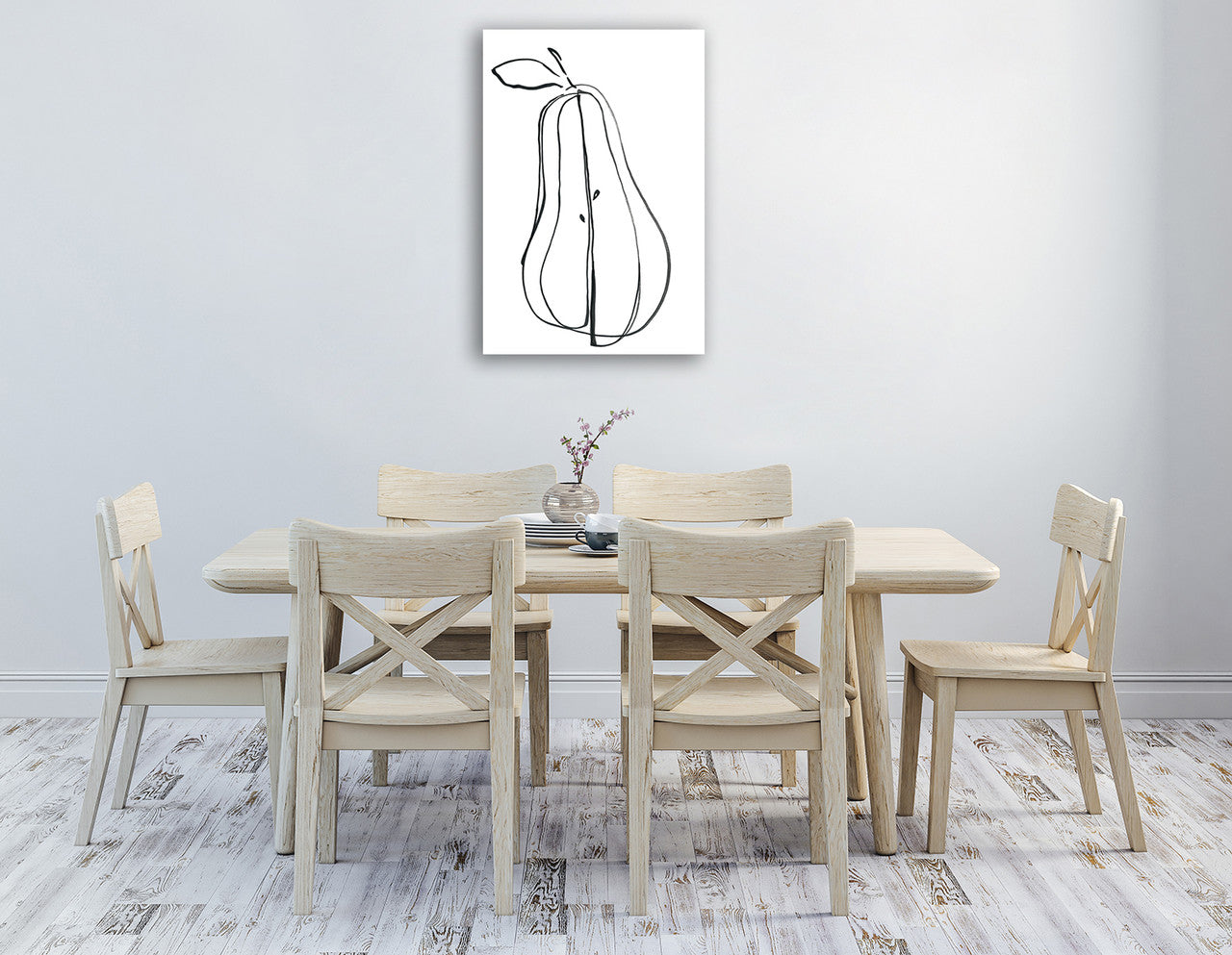 Fruit Contour Pear Wall Art Print on the wall