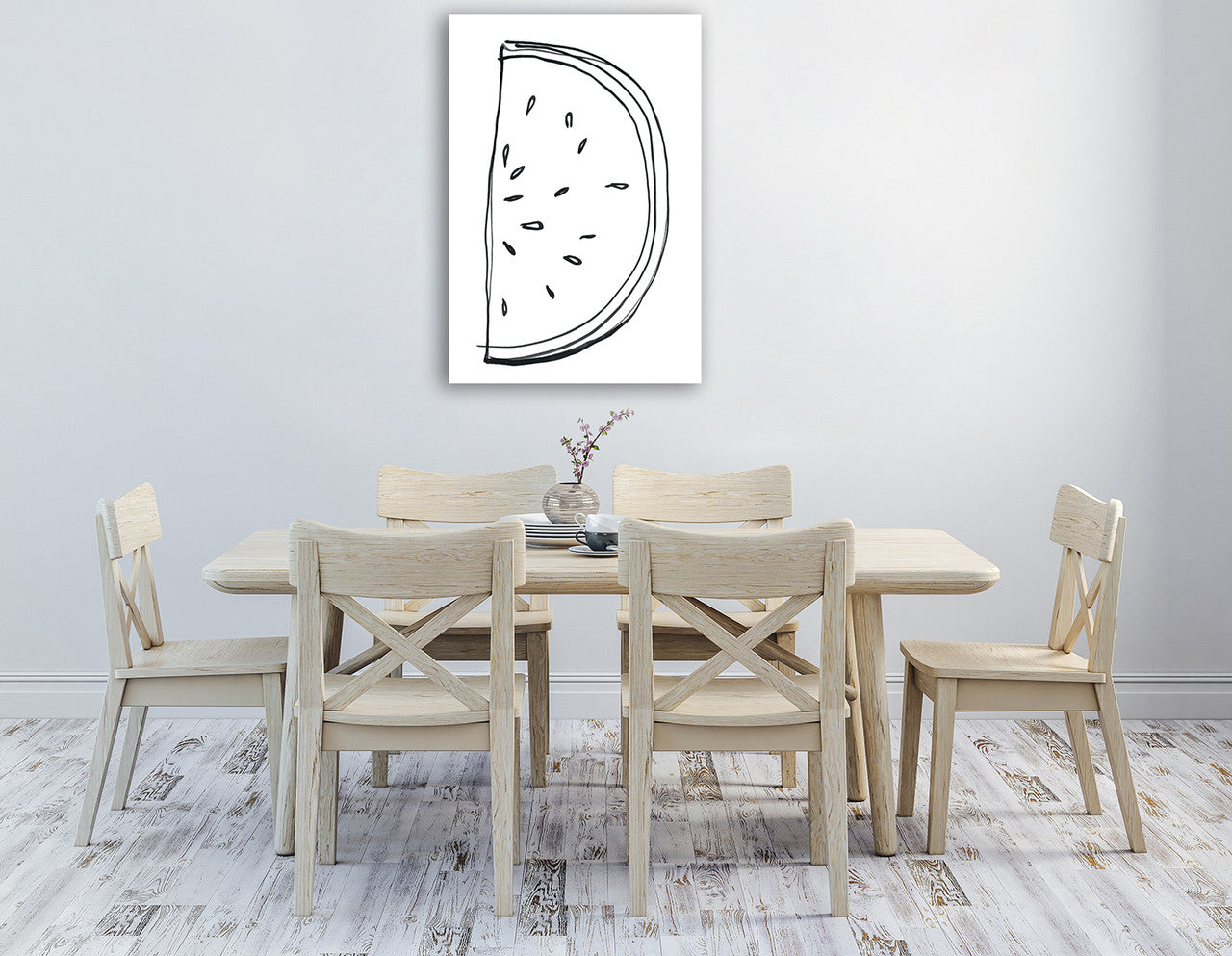Fruit Contour Watermelon Wall Art Print on the wall