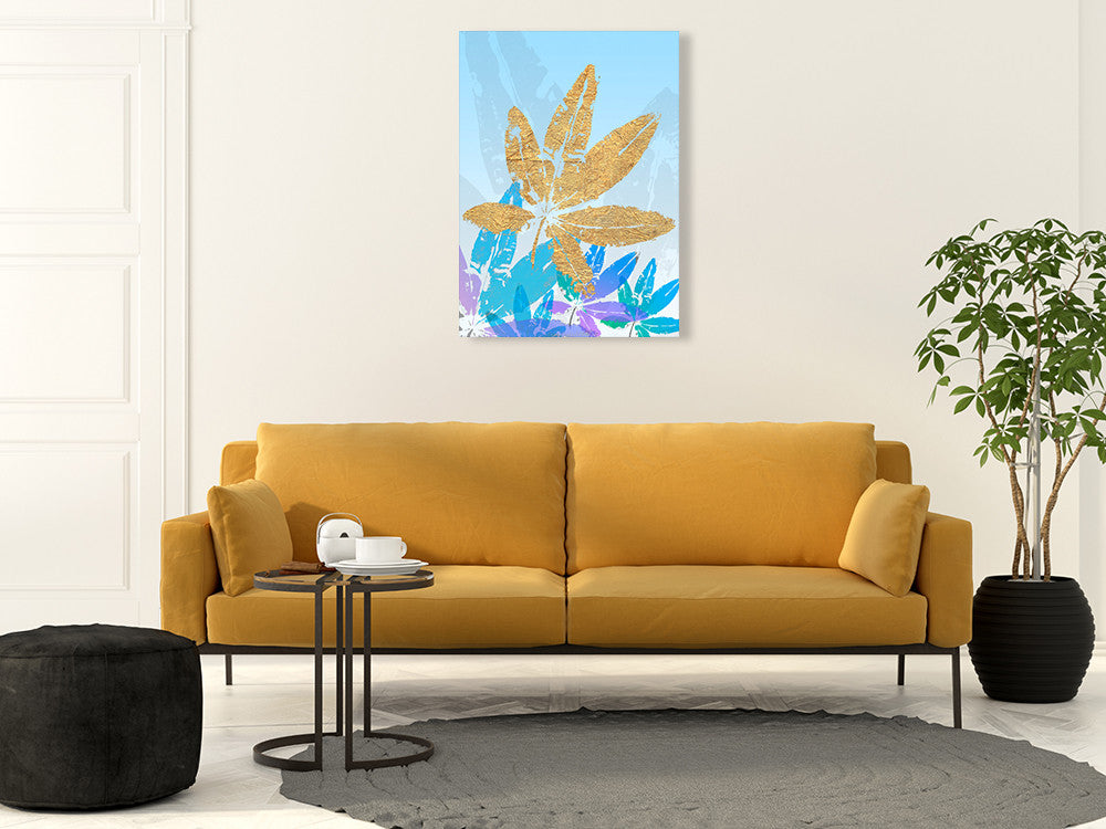 Goldnes Sommerblau III Wall Art Print on the wall