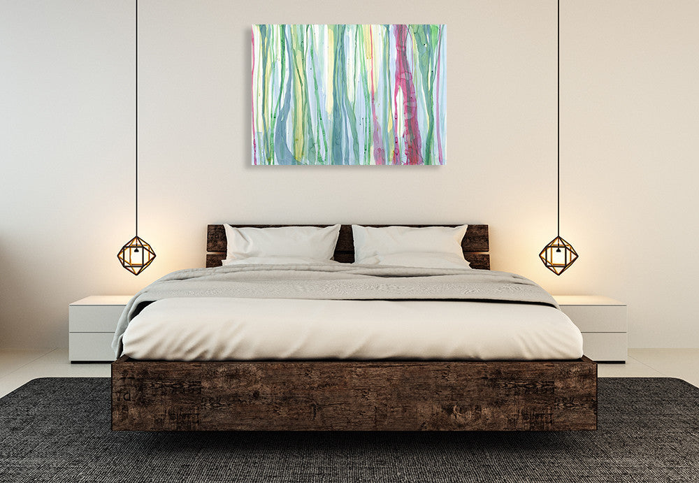 Green Watercolour Wall Art Print on the wall