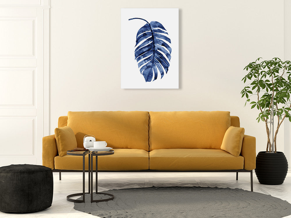 Indigo Palm II Wall Art Print on the wall
