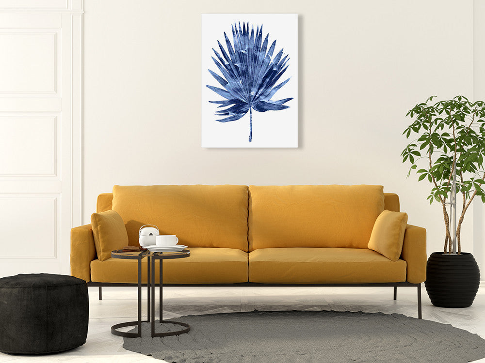 Indigo Palm I Wall Art Print on the wall
