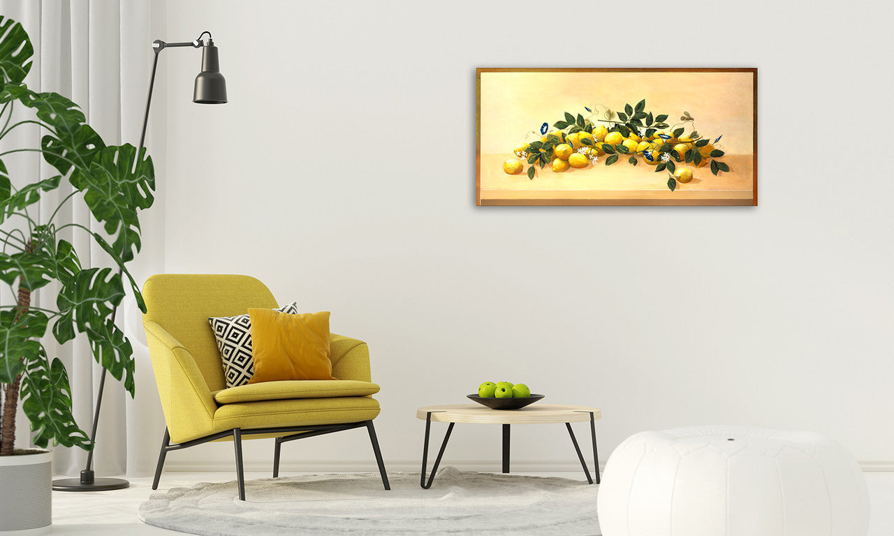 Lemons and Blossoms Wall Art Print on the wall