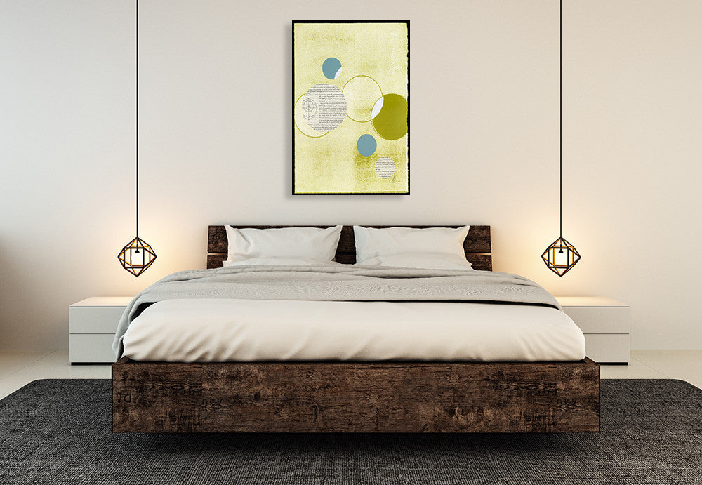 Light Lime Word Bubble Wall Art Print on the wall