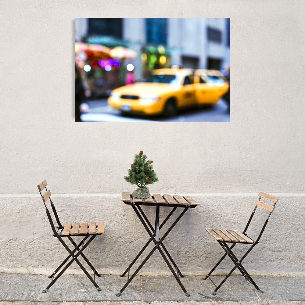 Lights of the City Taxi Wall Art Print on the wall