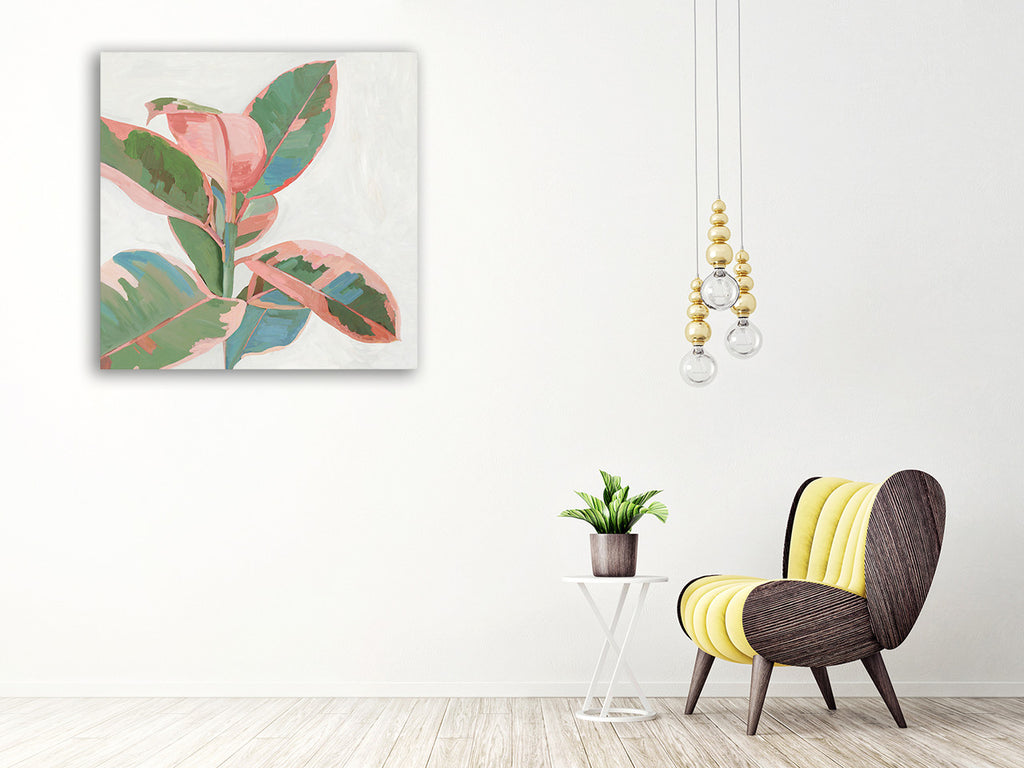 Pink Ficus I Wall Art Print on the wall