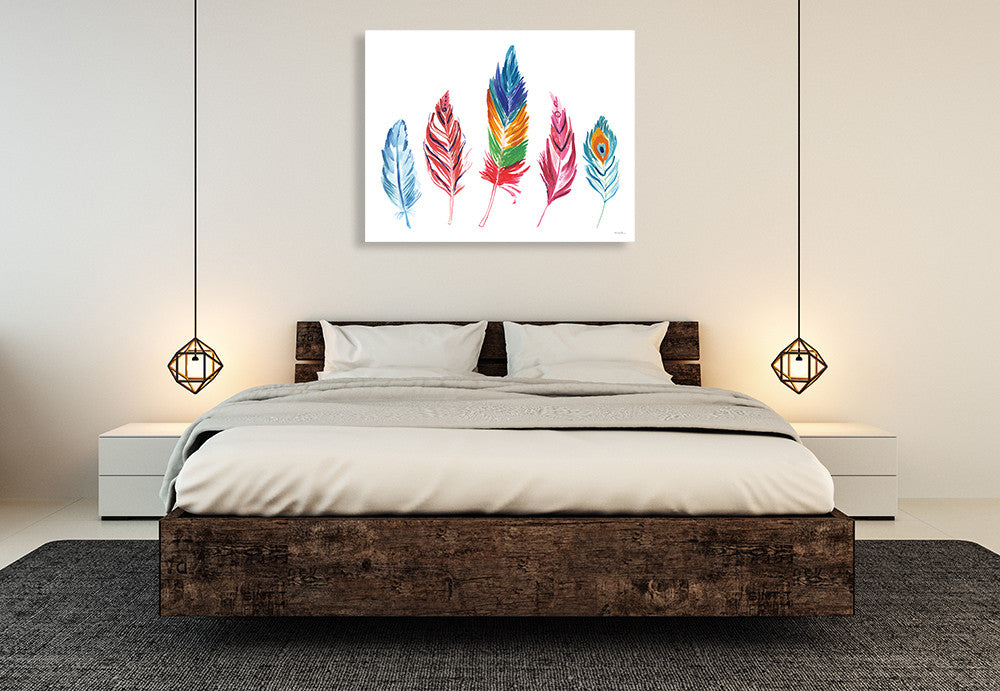 Rainbow Feathers IV Wall Art Print on the wall