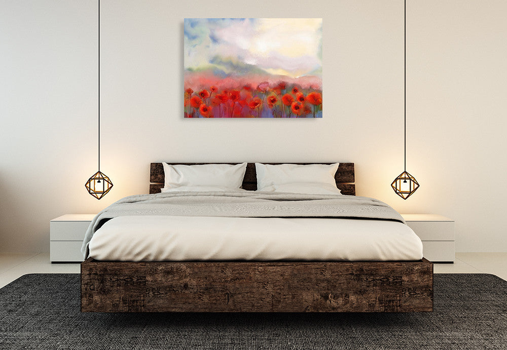 Red Poppy Flowers Wall Art Print on the wall