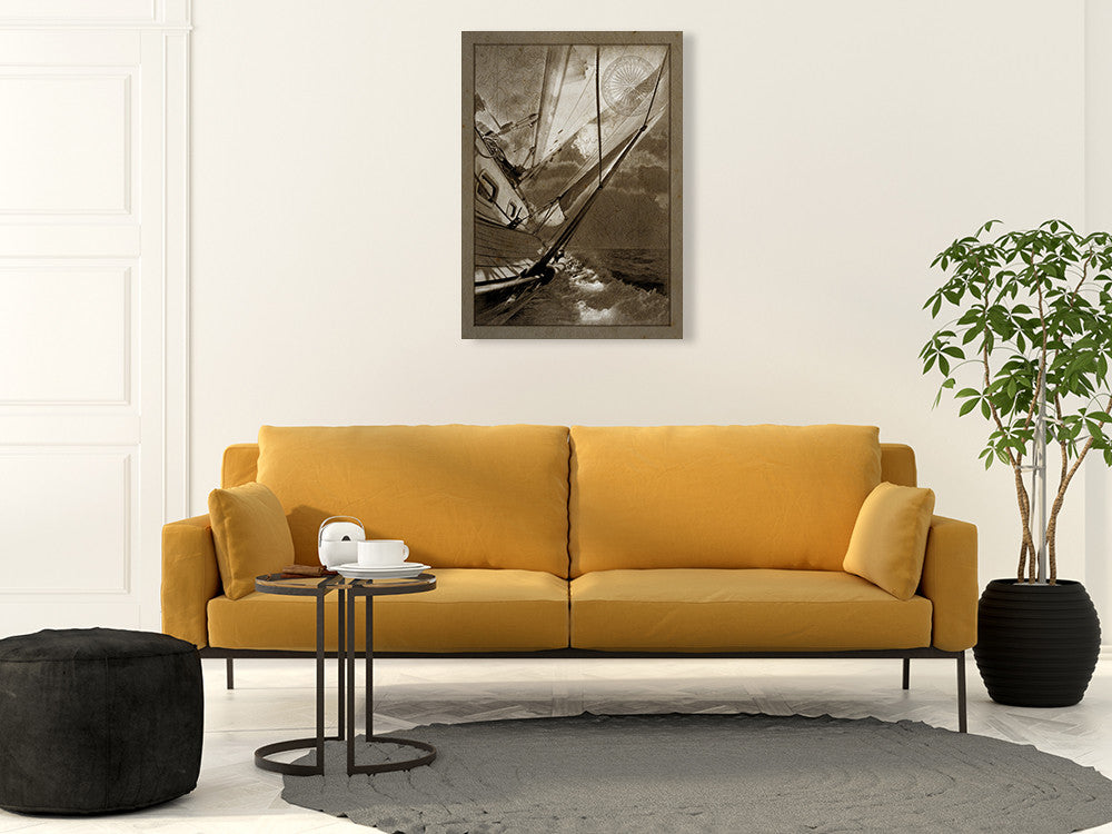 Sailing in Sepia B Wall Art Print on the wall