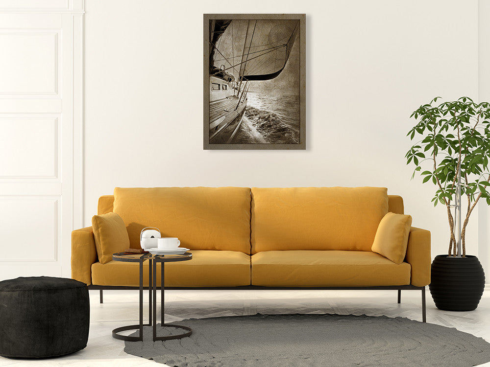 Sailing in Sepia C Wall Art Print on the wall