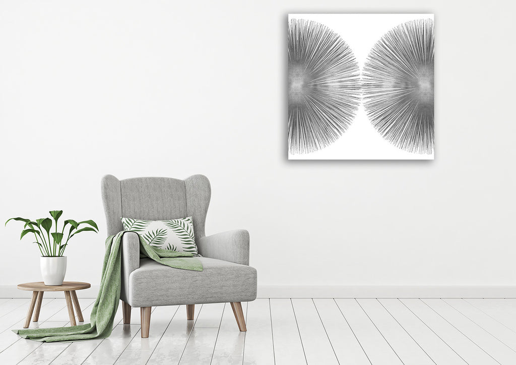 Silver Sunburst II Wall Art Print on the wall