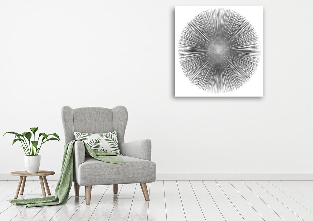 Silver Sunburst I Wall Art Print on the wall