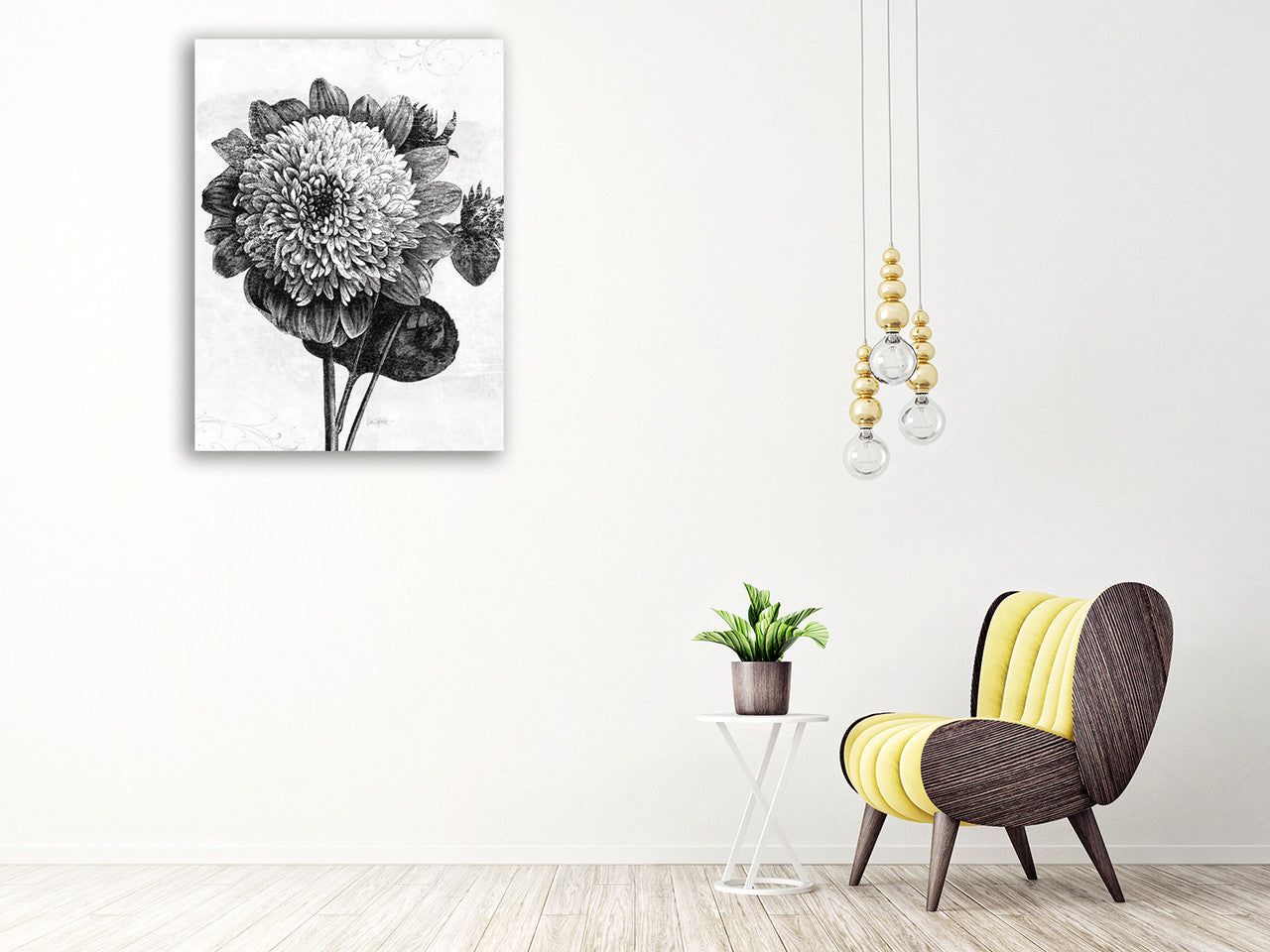 Spa Botanical II BW Wall Art Print on the wall