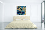 Stone with Blue and Gold Wall Art Print on the wall