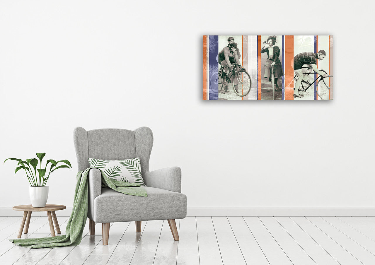 Vintage Bicycling Wall Art Print on the wall