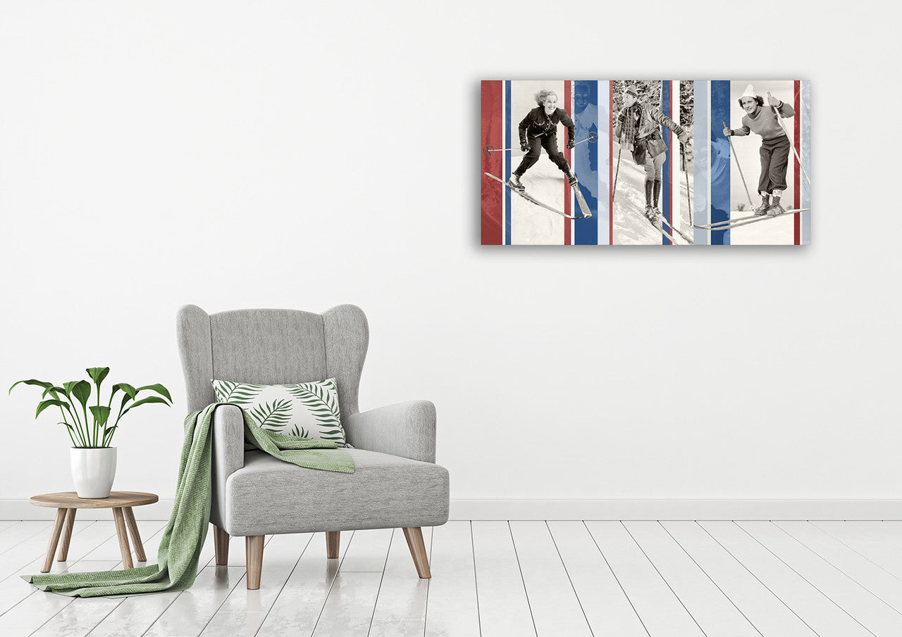 Vintage Skiing Wall Art Print on the wall