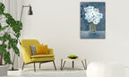 White Floral Blues I Wall Art Print on the wall