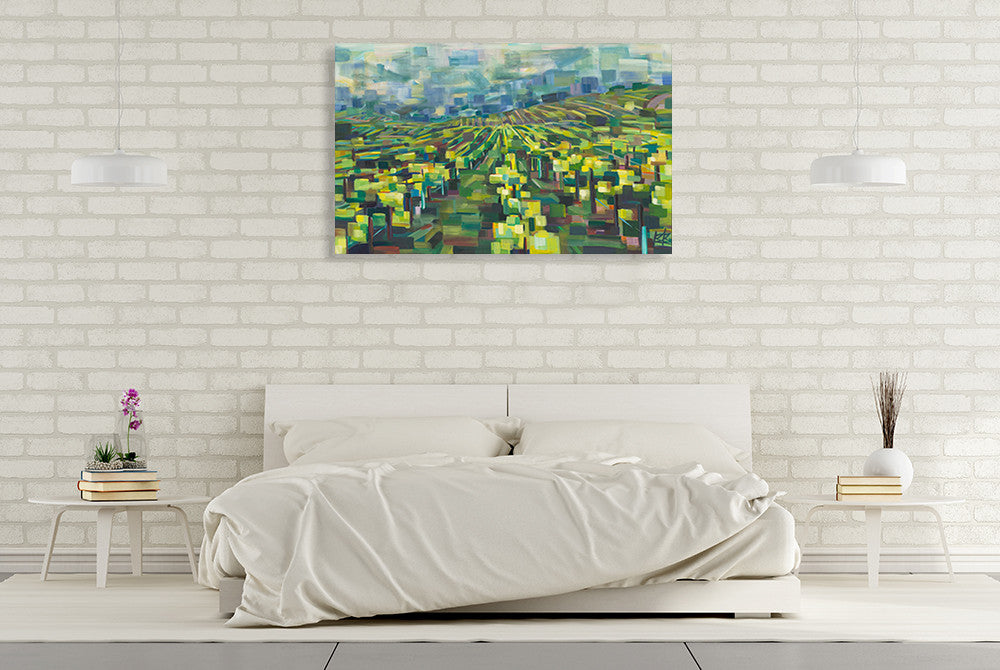 Yellow Grapevines Forever Wall Art Print on the wall