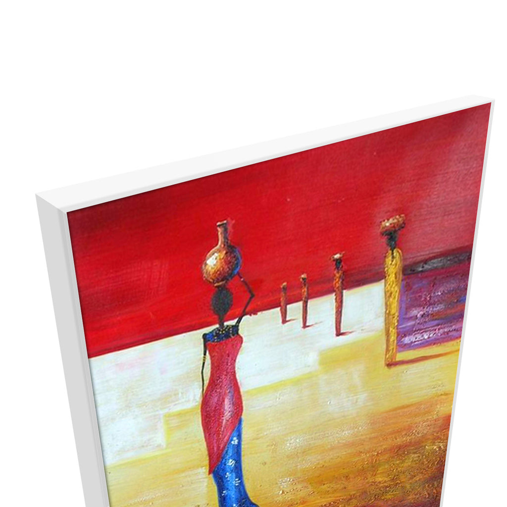 African Women | Red African Art  Oil on Canvas for Hotel Lobbies