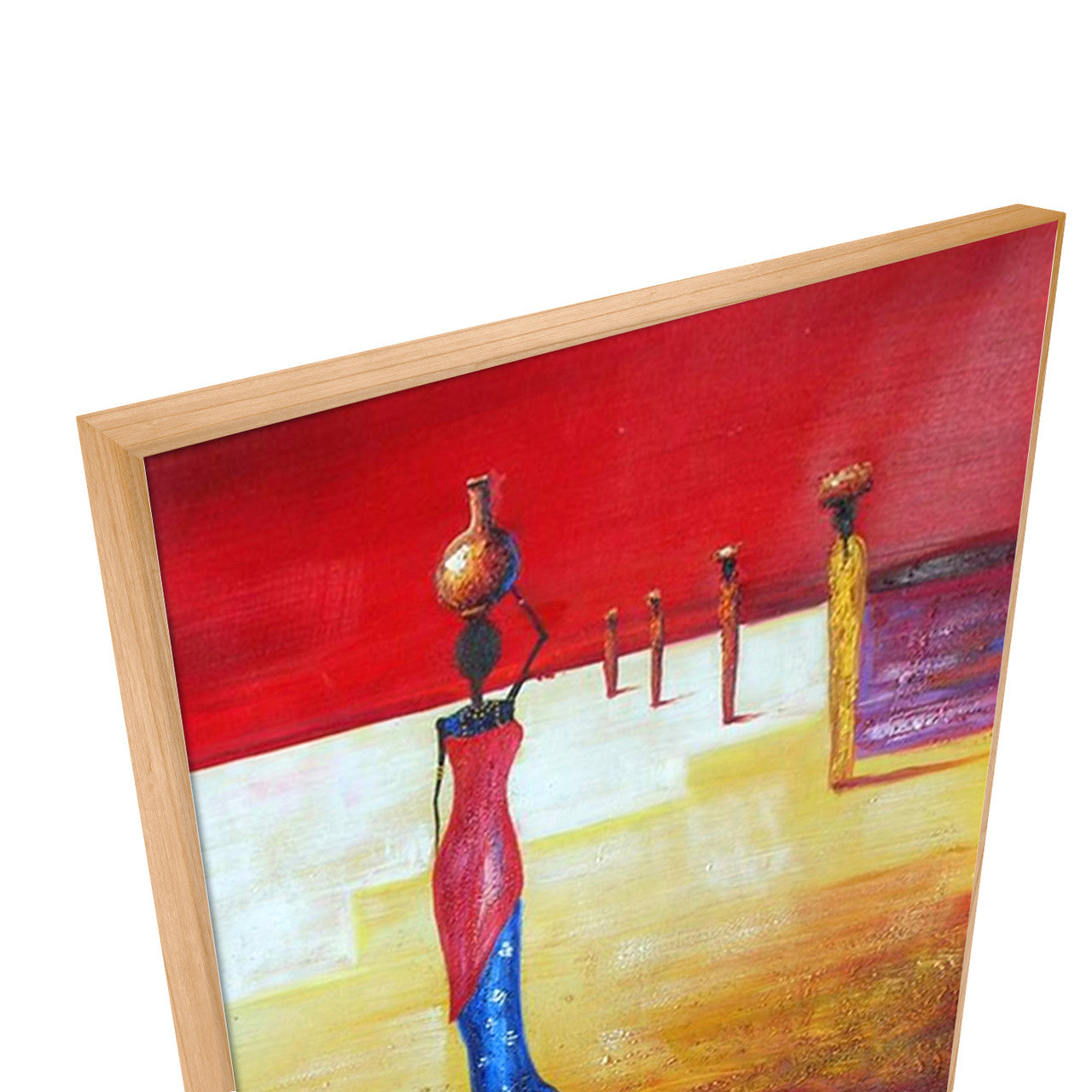 African Women | Red African Art  Oil on Canvas for Hotel Lobbies