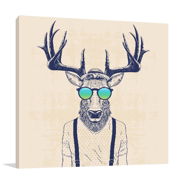 Hipster Deer Canvas Art Print Online Gallery of Wallarts
