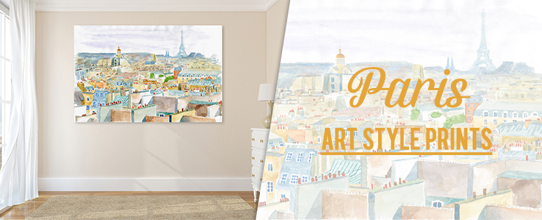 Paris Art Style Prints On Canvas For Lounge Rooms