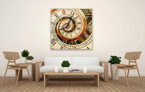 Spiral Old Clock Wall Art Print Contemporary Canvas